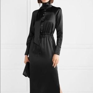 Fleur du mal pussy-bow cutout silk dress